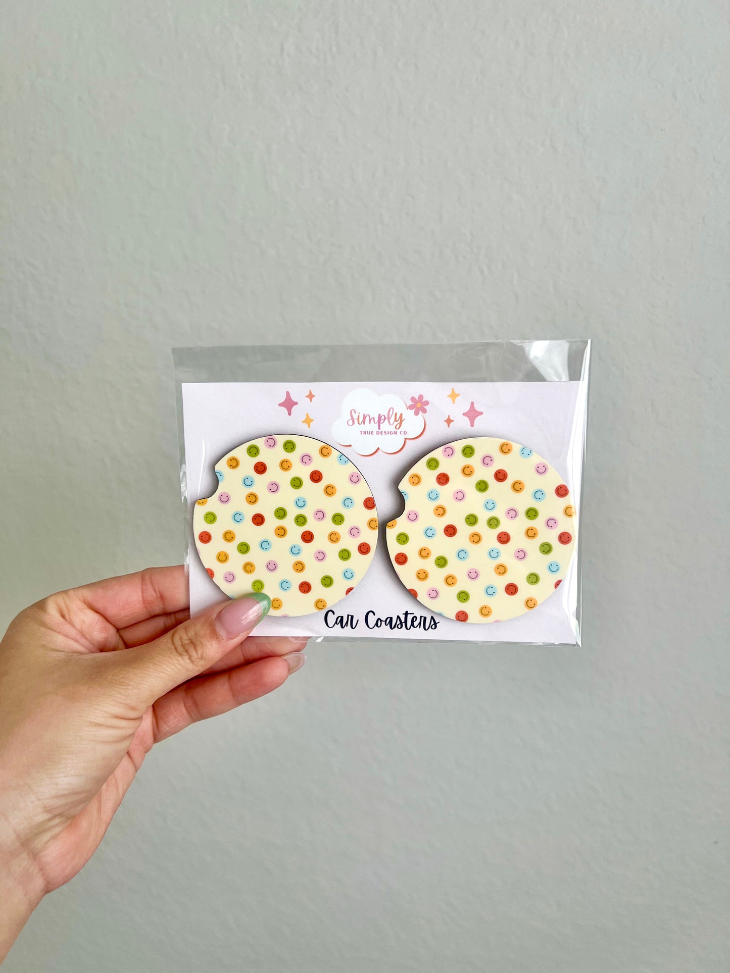 Smiley Car Coasters Set