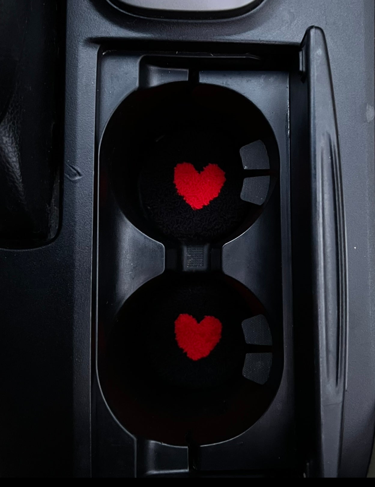 Black and Red Heart Car Coaster Set