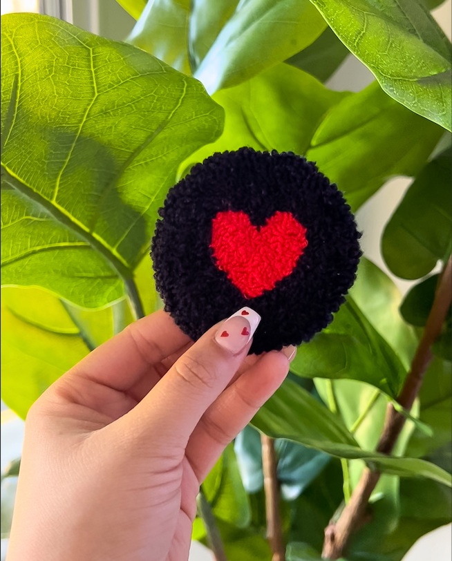 Black and Red Heart Car Coaster Set