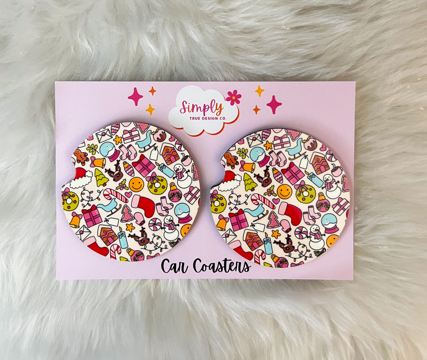 Christmas Doodle Car Coaster Set