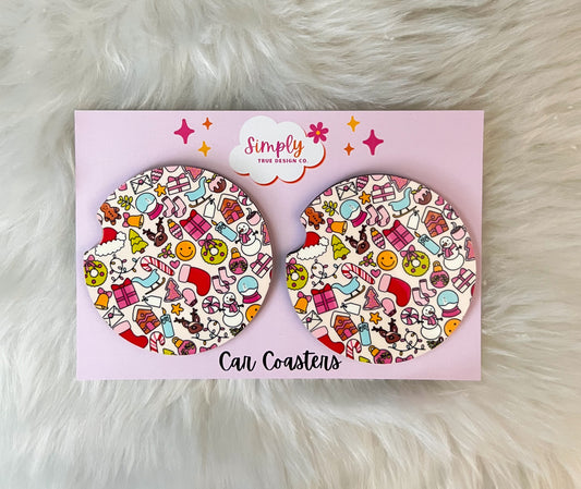 Christmas Doodle Car Coaster Set