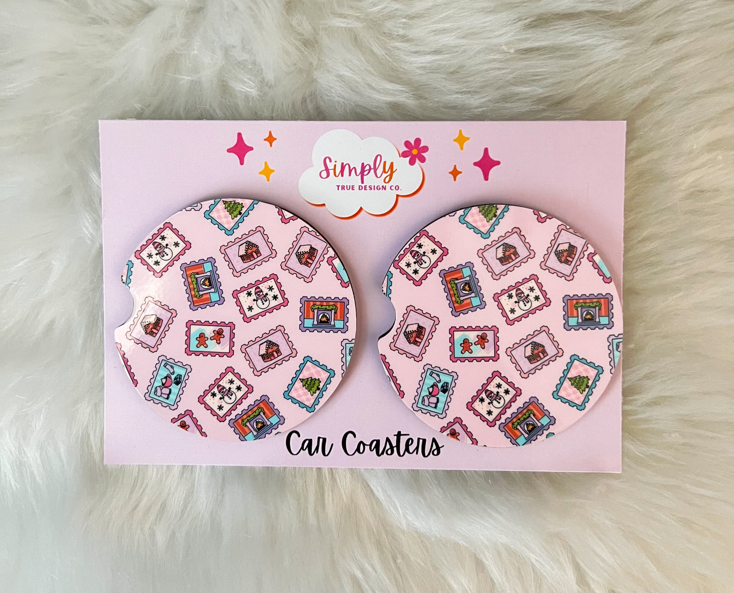 Christmas Stamps Coasters Set