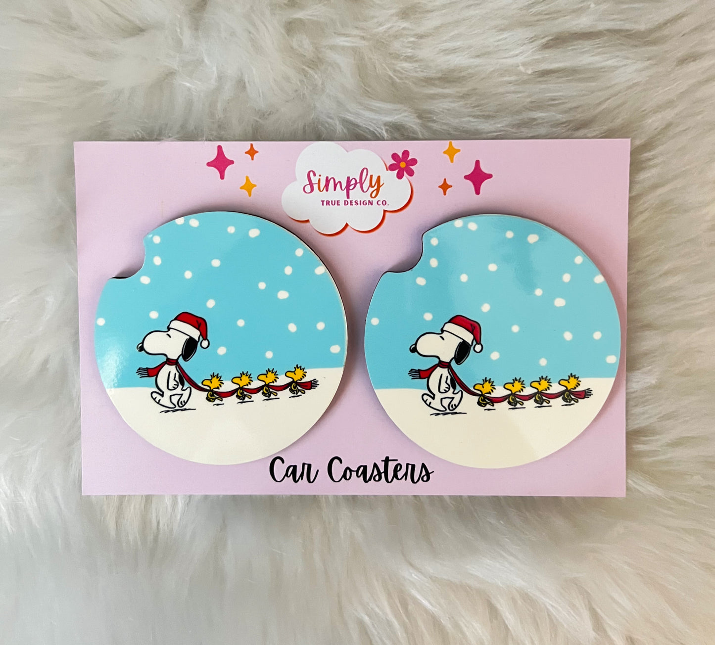 Christmas Snoopy Car Coaster Set